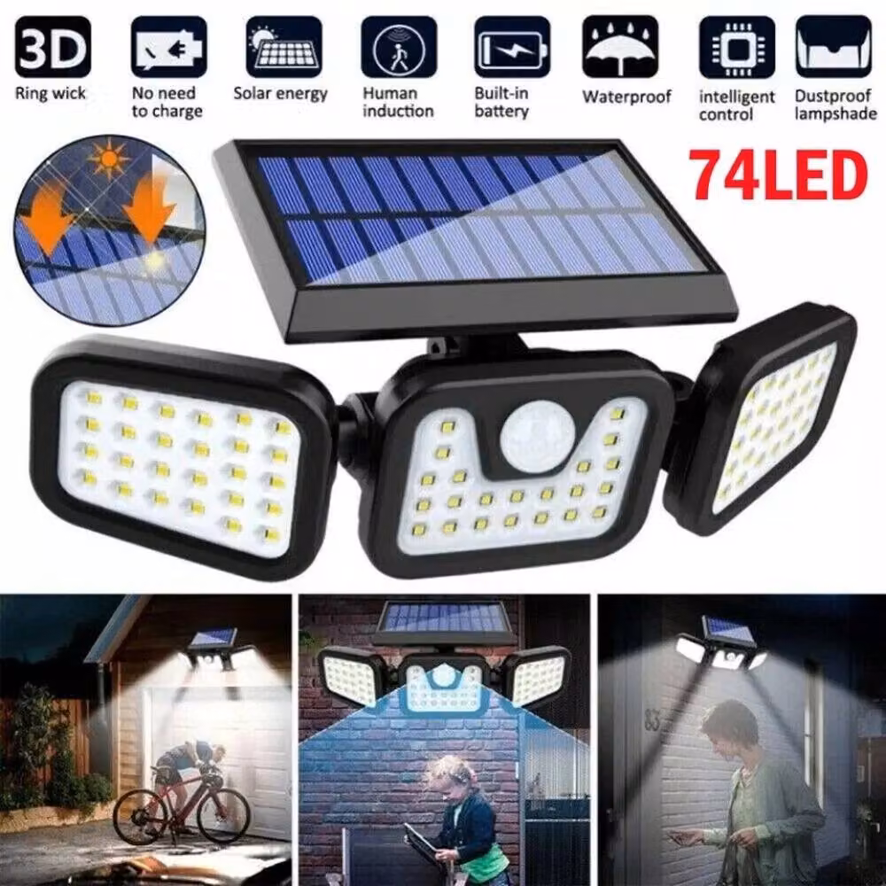 SPETLEK LED Solar PIR Motion Sensor Wall Light with RGB Multicolour Floodlight in Black – 3