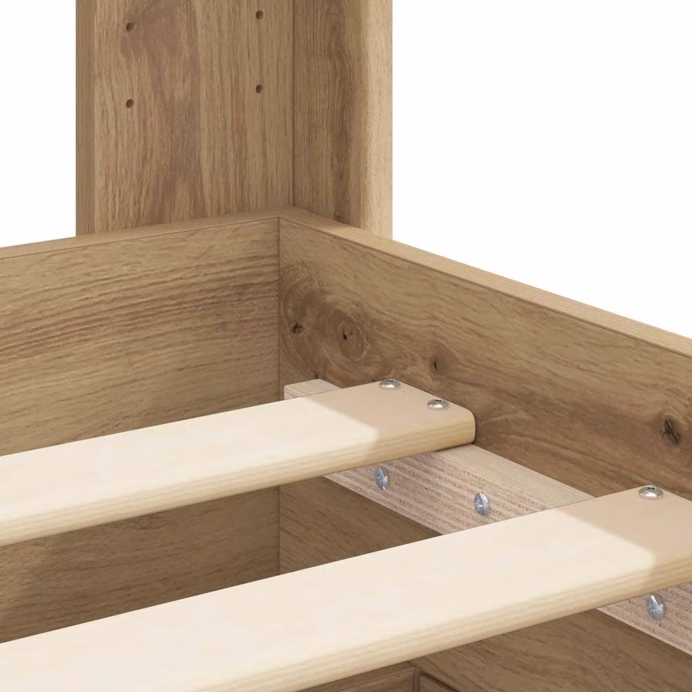 Berkfield Home Artisan Oak Bed Frame with Storage Drawers and Headboard, Brown, W/D/H: 90 x 200 cm – 5