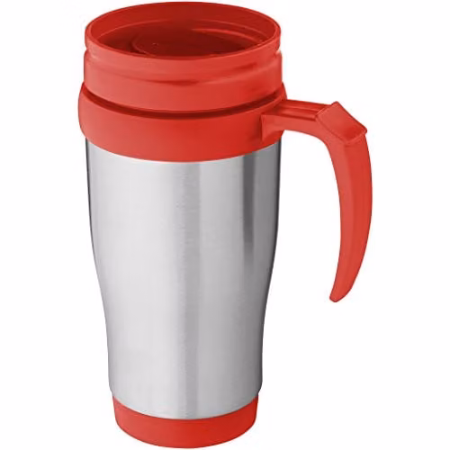 Bullet Sanibel Insulated Mug in Silver and Red, W/D/H: 12 x 18 x 8 cm