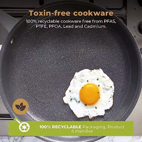 Tower T900207 Cerastone Pro Forged Aluminium 24cm Frying Pan with Ceramic Non-Stick Coating, Grey – 3