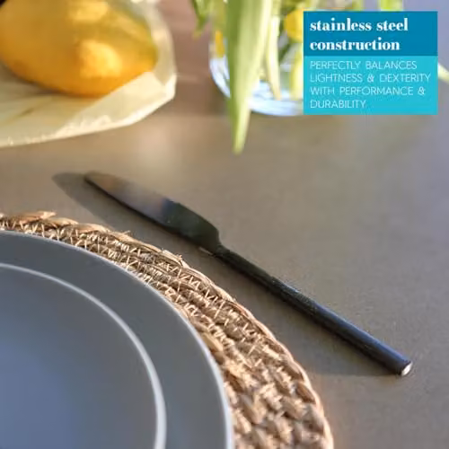 Argon Tableware 60 Piece Matte Black Stainless Steel Cutlery Set for 12 People – 2