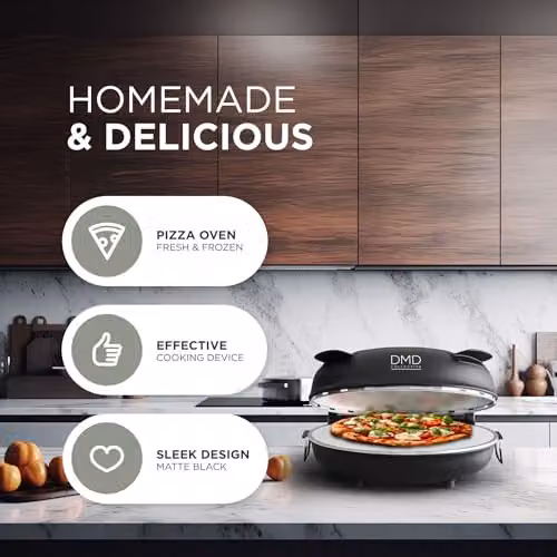 DMD Collective 12 inch Electric Pizza Oven with Stone Base, Glass Window and Timer, Black – 3