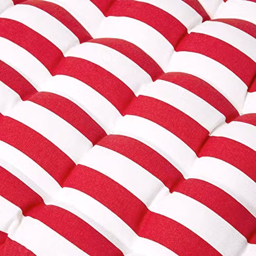 Homescapes 3 Seater Garden Bench Cushion, Red and White Striped Cotton Seat Pad, Width: 143 cm, Depth: 42 cm – 4