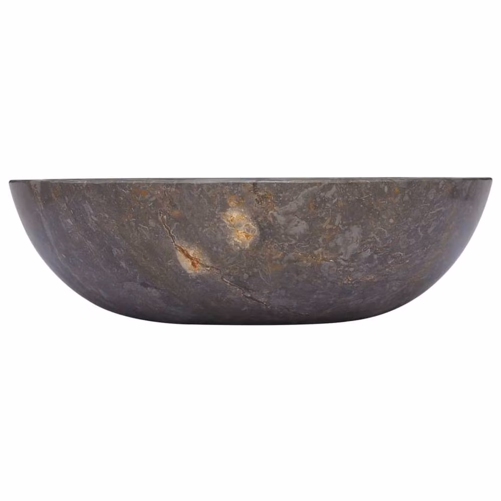 Berkfield Grey Marble Round Home Sink, W/D/H: 40 x 40 x 12 cm – 2