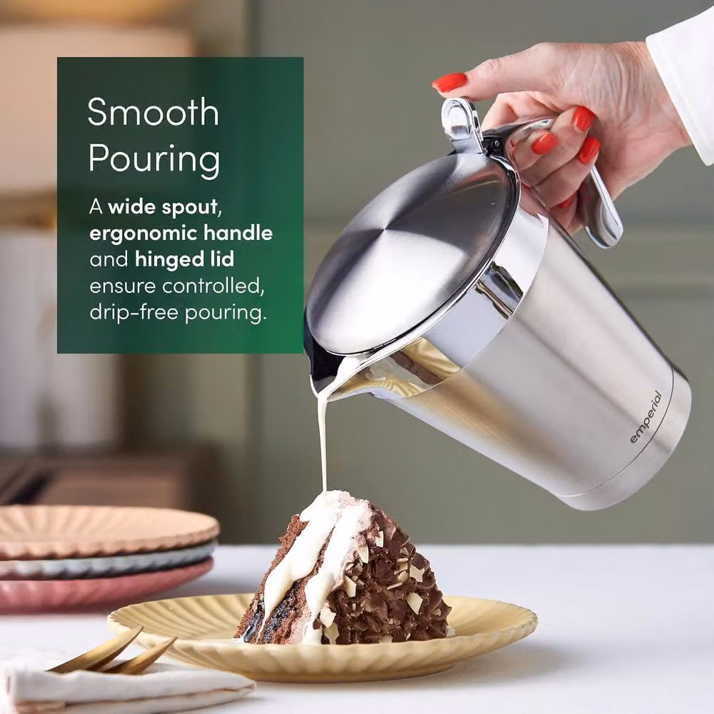 Emperial Stainless Steel Double Insulated Gravy Boat with Lid, Silver, 1 l – 3