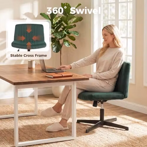 HOMCOM Green Fabric Task Chair with Wide Seat and 360 Degree Swivel, W/D/H: 64 x 65 x 120 cm – 7