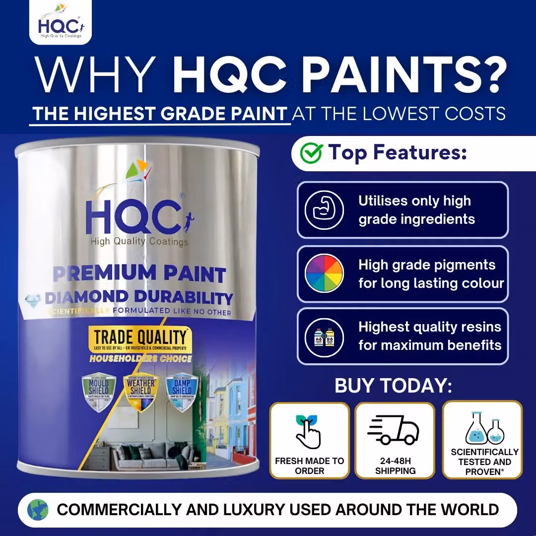 HQC Paints Weather Shield Pale Blue Smooth Masonry Paint, 1L – 10