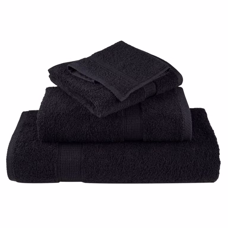 Berkfield Home SOLUND Premium Cotton Sauna Towels, 2 Pack, Black, W: 80 cm, L: 200 cm, 600 gsm