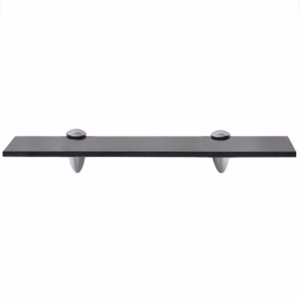Berkfield Home Black Glass Floating Shelves, 2 Pack, W: 40 cm, D: 10 cm – 2