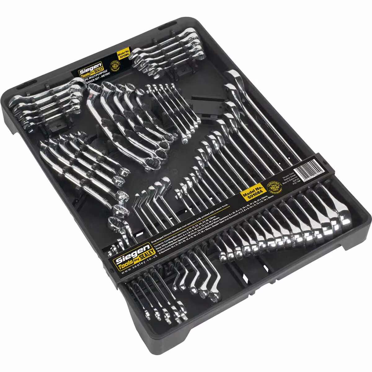 Loops 50pc Metric Multi-Purpose Spanner Set in Silver and Multicolour Chrome Vanadium and Stainless Steel – 2