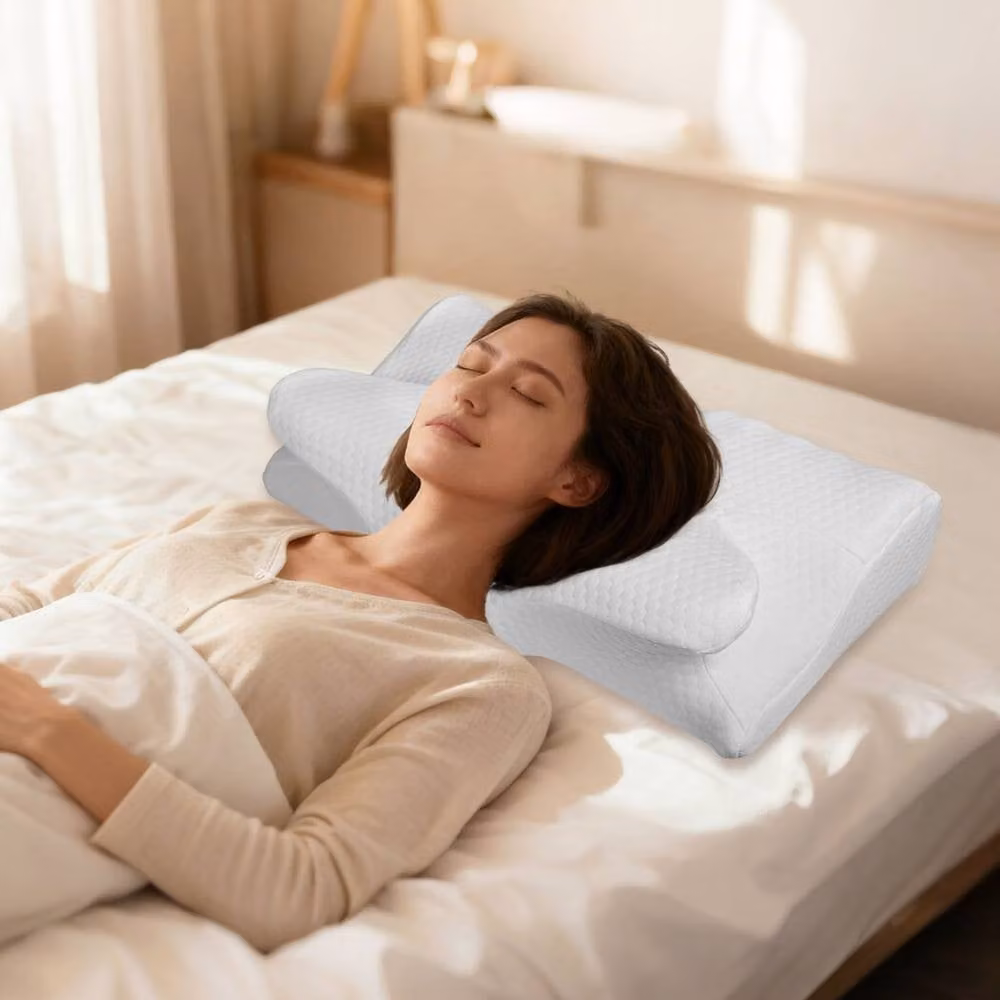 Lavio Ergonomic Memory Foam Neck Pillow with Breathable Washable Cover, White – 2