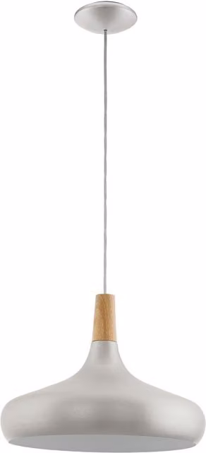 Loops Adjustable Pendant Ceiling Light in Brushed Silver and Brown Wood with E27 Bulb Holder