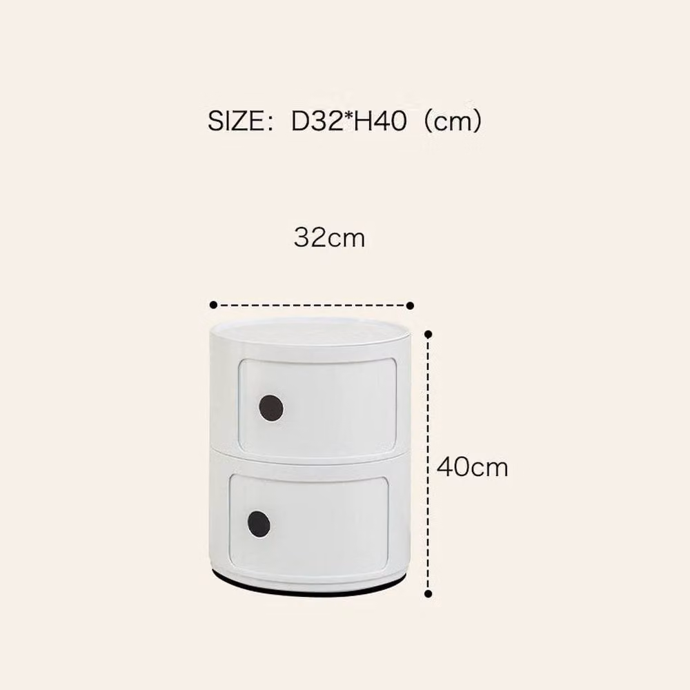 EONLION 2 Tier Round Storage Unit Side Table in White – 2