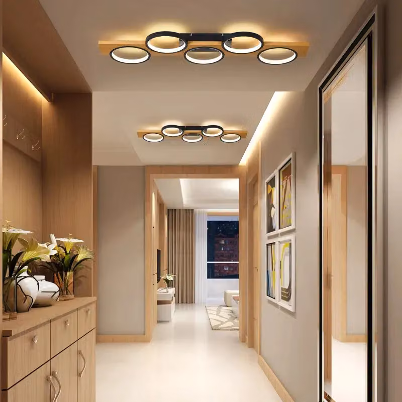 Garwarm Black Five-Circle Design LED Flush Mount Ceiling Light with Remote Control and Dimming Function, Diameter: 99.99 cm – 3