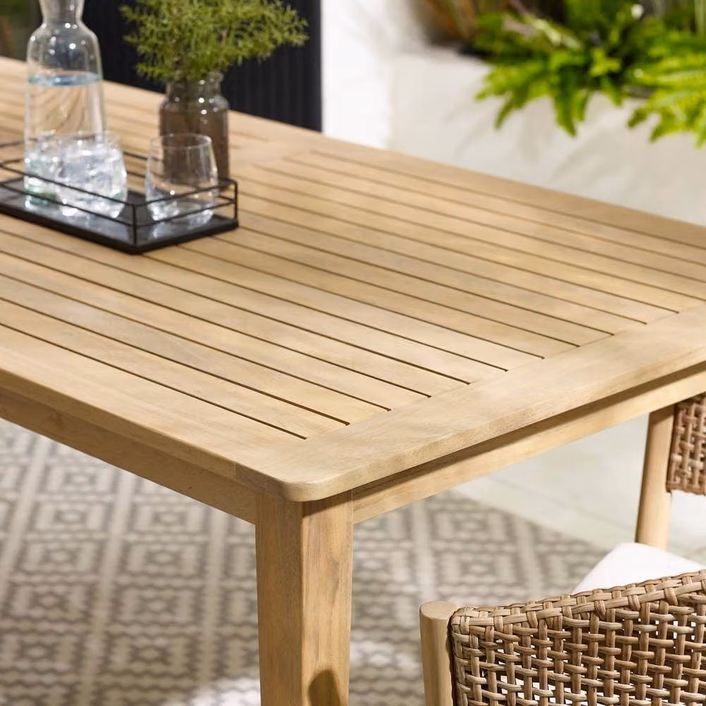 FurnitureboxUK Asa 6 Seat Rectangular Solid Acacia Wood Outdoor Dining Table in Light Brown – 2