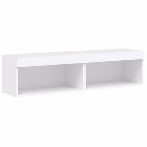 vidaXL Set of 2 Modern Wall-Mounted TV Cabinets with Integrated LED Lights, White, W/D/H: 60 x 30 x 30 cm