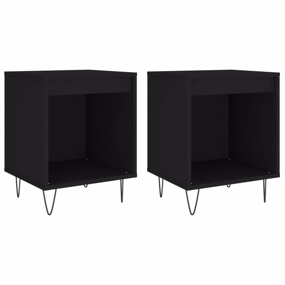 Berkfield Home Modern Bedside Cabinets, 2 Piece Set in Black, W/D/H: 40 x 35 x 50 cm – 2