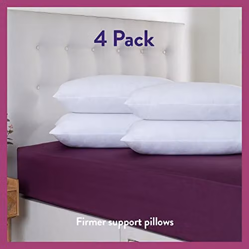 Slumberdown Feels Like Down Pillows 4 Pack, White, Firm Support for Side Sleepers, W/H: 48 x 74 cm – 2