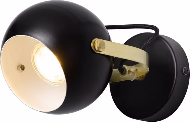 Litecraft Eyeball Adjustable Mid-Century Metal Wall Light in Black and Brass