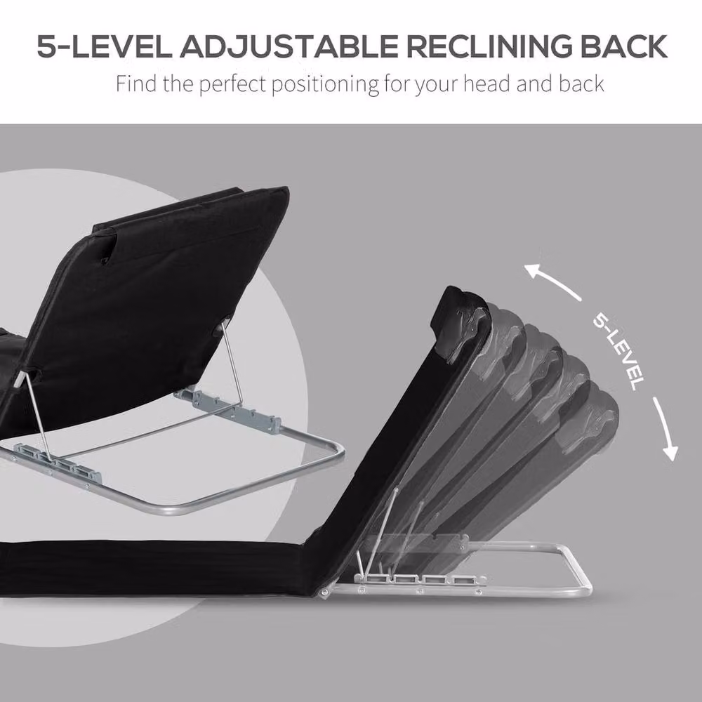 EONLION 2 Piece Black Textilene Beach Mat and Reclining Chair Set with Adjustable Headrest, Width: 100 cm – 2