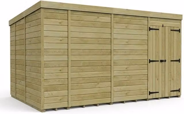 Buttercup Farm Brown Timber Pent Garden Shed with Double Doors – 1
