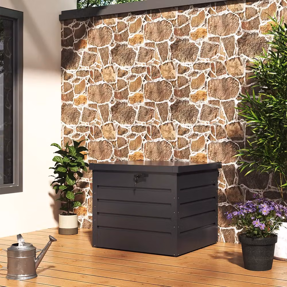 Living and Home 200L Metal Outdoor Garden Lockable Storage Box in Dark Grey – 2