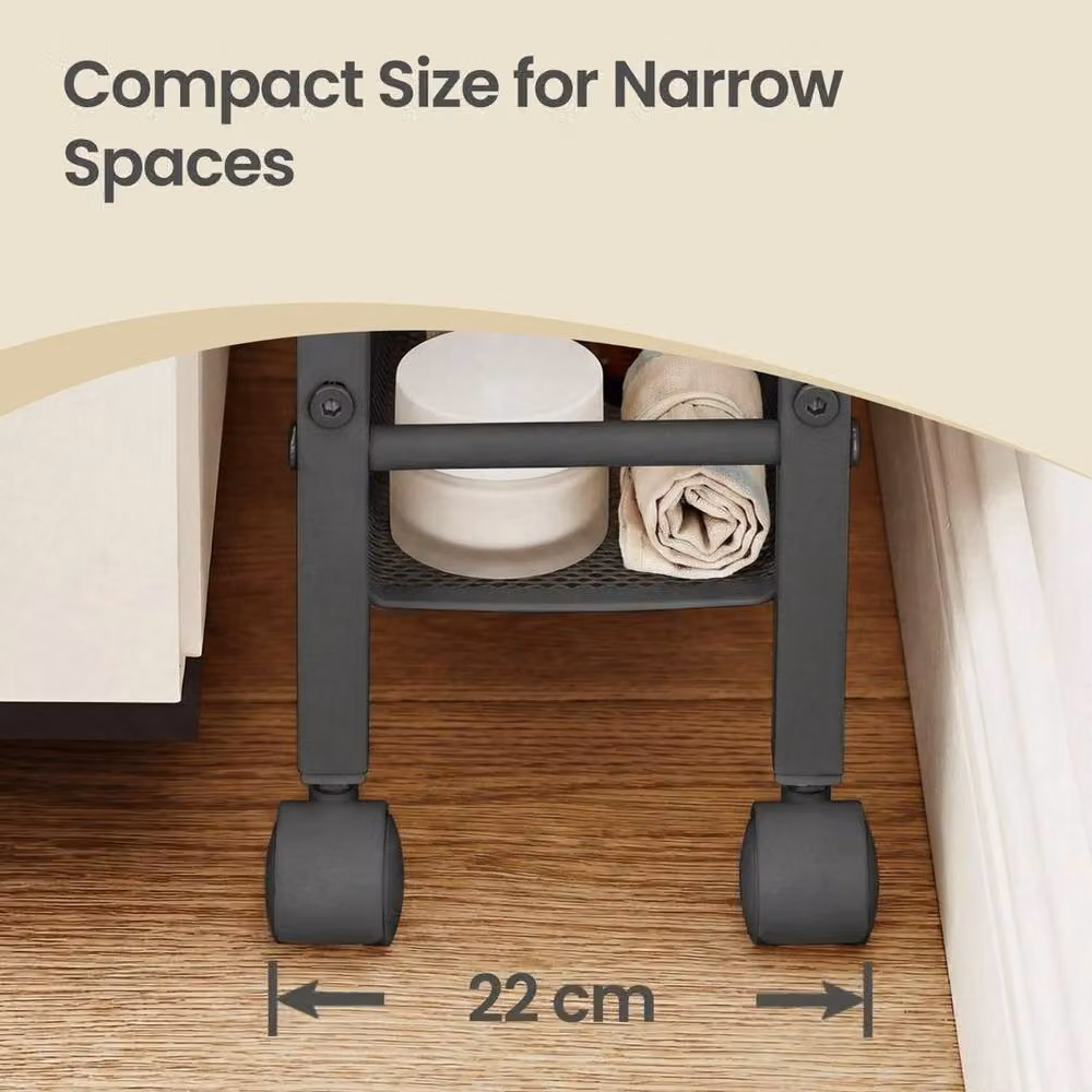KORVIXA 4-Tier Industrial Metal Trolley in Brown, W/D/H: 100 x 100 x 77 cm – 3