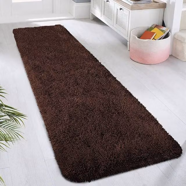 VOGREX Brown Non-Slip Modern Rectangular Hallway Runner Rug, W/D/H: 60 x 220 cm