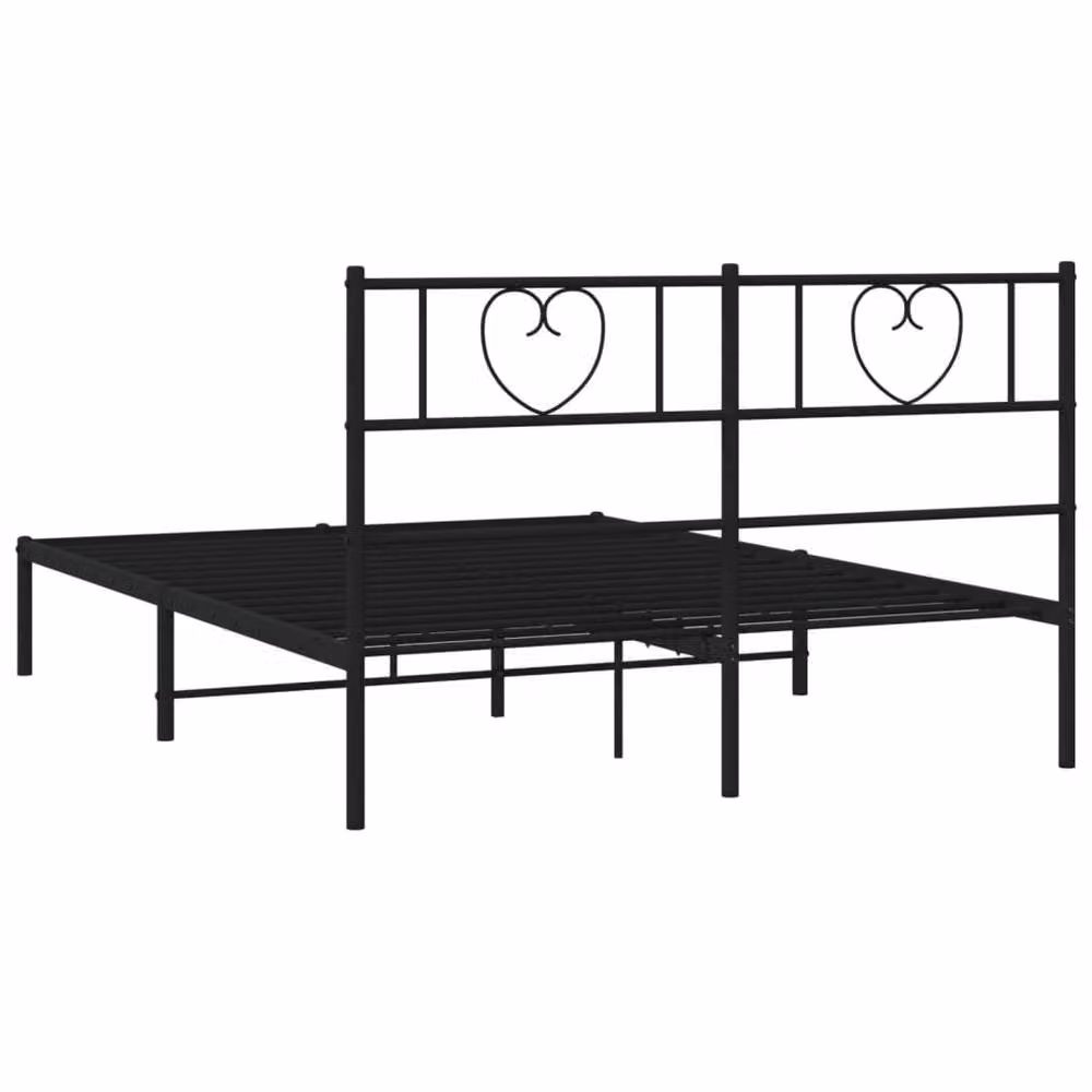 Berkfield Home Metal Bed Frame with Headboard in Black, W: 160 cm, H: 166 cm, D: 200 cm – 3