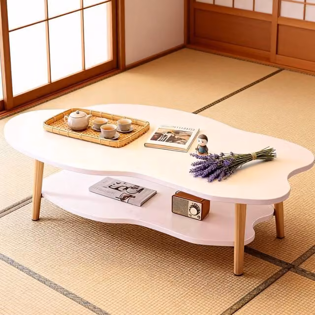 FORGEVIO Modern 2 Layer Cloud Coffee Table in Warm White – 1