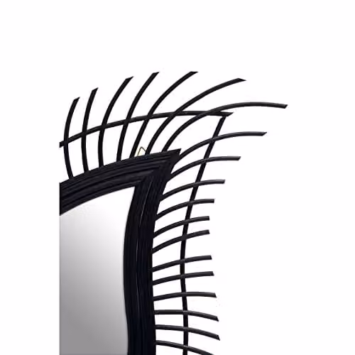 Premier Housewares Teardrop Black Rattan and Wood Wall Mirror – 4