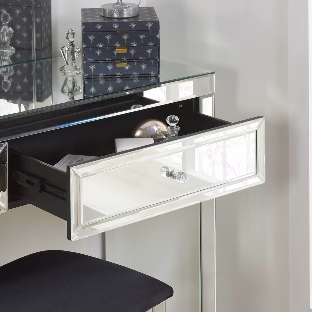 Birlea Valencia Mirrored 2 Drawer Console Dressing Table in Silver – 3