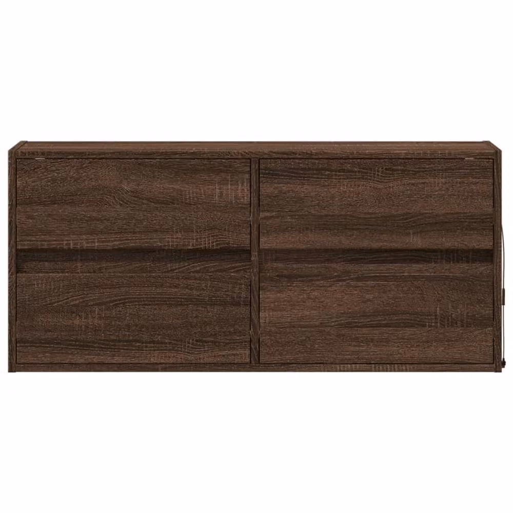 Berkfield Home Modern TV Wall Cabinet with LED Lights in Brown Oak, W: 100 cm, D: 31 cm, H: 45 cm – 5