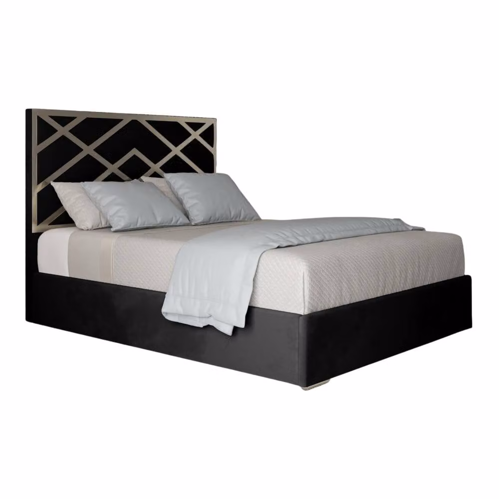 Casani Marden Upholstered Velvet Designer Bed Frame with Metal Accents, W/D/H: 180 x 200 x 127 cm – 2