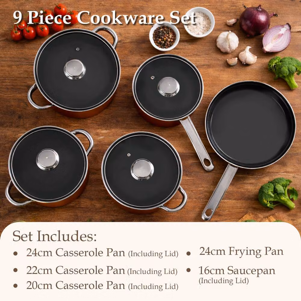 Carter & Clay 9 Piece Non-Stick Cookware Set in Copper – 2