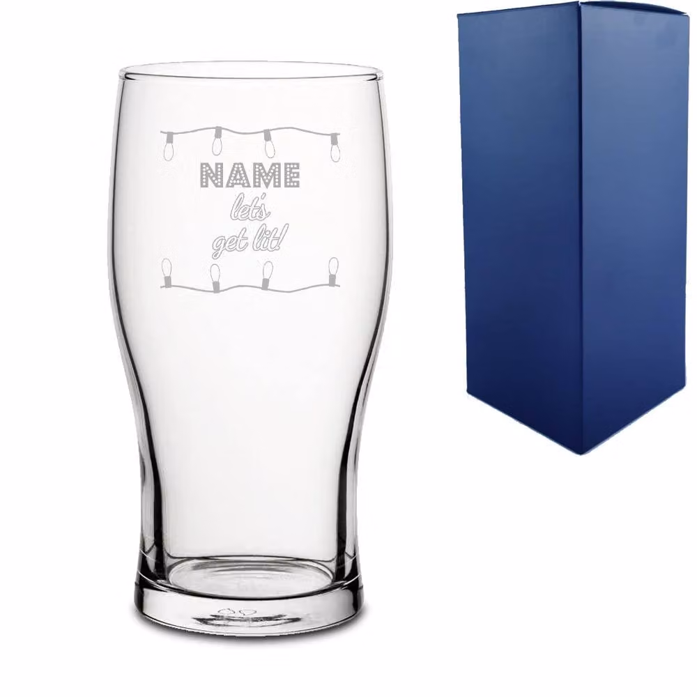 Uniqueful Personalised Engraved Christmas Beer Pint Glass in Clear, 550ml – 1