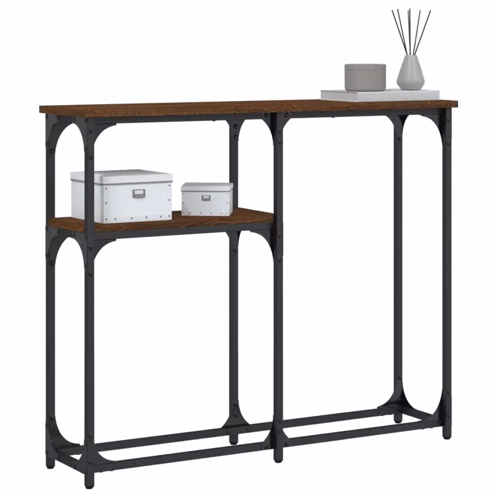 Berkfield Home Brown Oak Console Table, W/D/H: 90 x 22.5 x 75 cm – 3