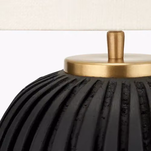 Ruma Black Textured Ceramic Ball Table Lamp – 3