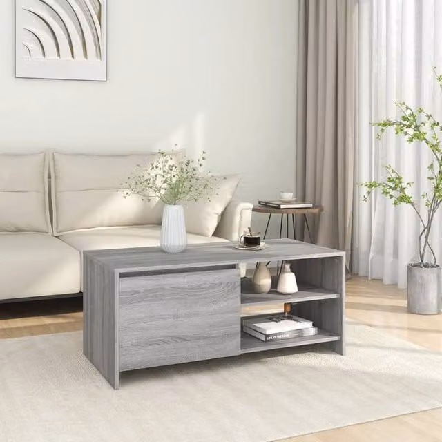 Berkfield Home Grey Sonoma Coffee Table, W/D/H: 102 x 50 x 45 cm