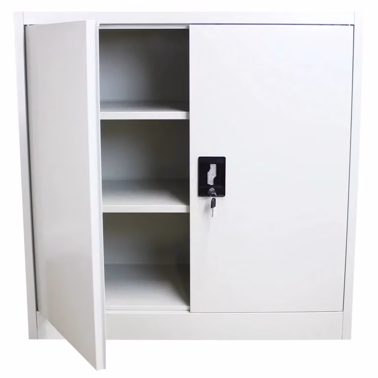 Monstershop Metal Filing Cabinet in Grey with Adjustable Shelves and Lock, H 90 x W 90 x D 40 cm