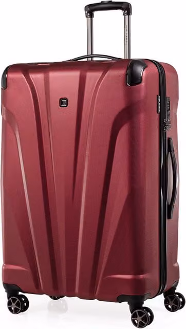 Gino Ferrari Quasar Ultra Strong Lightweight Suitcase in Burgundy, Medium Size (H 59.0 cm x W 42.0 cm x D 26.5 cm)