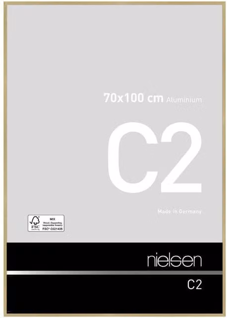 Nielsen Design C2 Aluminium Single Picture Frame in Gold with Float Glass, W: 70 cm, H: 100 cm