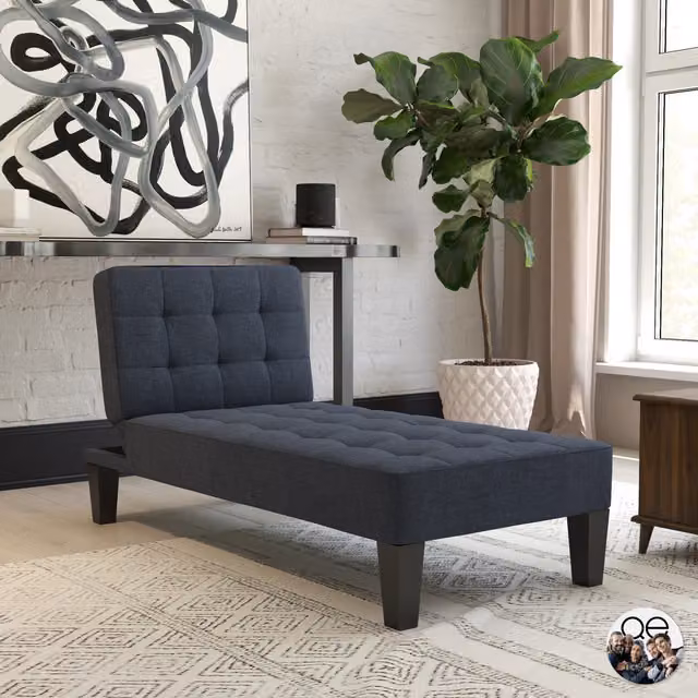 Dorel Home Adalynn Blue Fabric Upholstered Chaise Lounger with Scatter Cushions