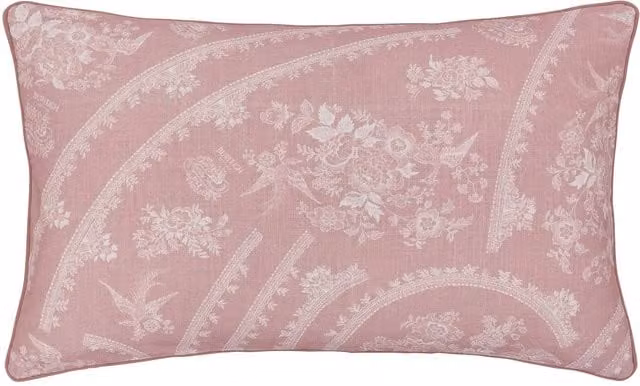 Bedeck of Belfast Asiatic Pheasants Pink Floral Cotton Rectangular Cushion W: 60 cm, H: 40 cm