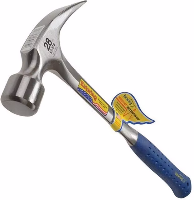 Estwing Forged Steel Straight Claw Framing Hammer with Vinyl Grip in Blue, Silver and Multicolour