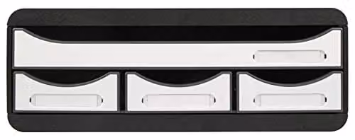 Exacompta Toolbox Mini 4 Drawer Set in Glossy Black for A4 Documents – 1