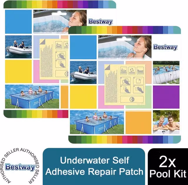 Bestway Heavy Duty Self-Adhesive Underwater Repair Patch for Inflatables, White, W: 23 cm, D: 2 cm