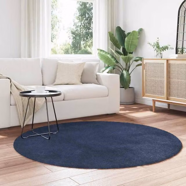 Berkfield Home NAVARRA Shaggy High Pile Round Rug, Blue, Diameter: 160 cm