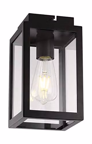 Harper Living Black and Transparent Glass Semi-Flush Ceiling Light with E27 Socket – 1
