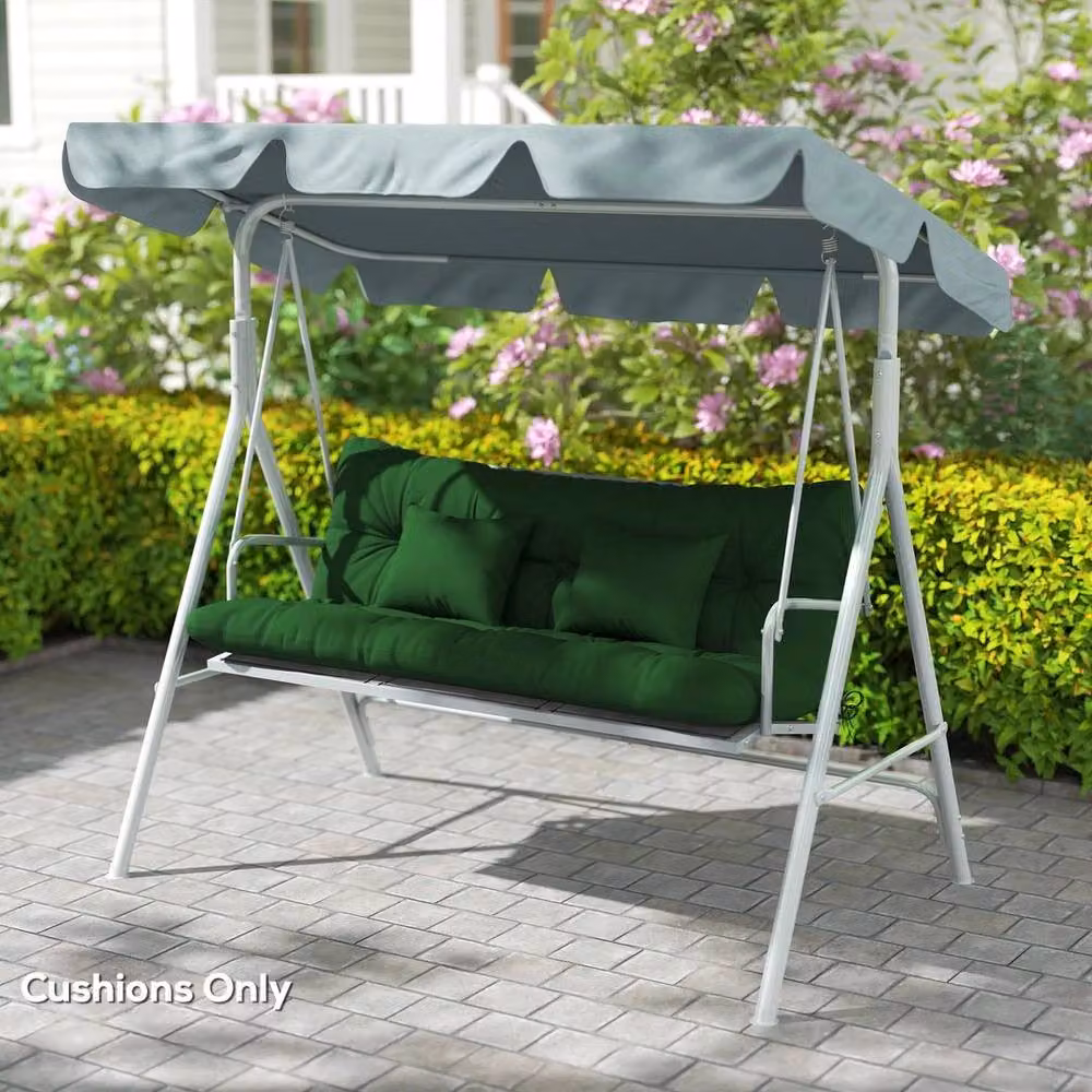 NESTLUNE Green Outdoor Seat and Back Cushion Set with Foam Filling, W: 100 cm, H: 15 cm – 3